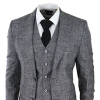 Moška tridelna obleka, siva, črna, teksturirana, krojena, za poroko, maturantski ples, eleganten, formalni kroj