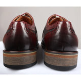 Ross - Moški usnjeni rdeči brogue čevlji s cvetličnim potiskom