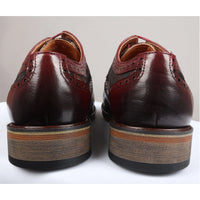 Ross - Moški usnjeni rdeči brogue čevlji s cvetličnim potiskom