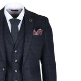 Moška mornarsko modra 3-delna tvidasta obleka slim fit Ryan