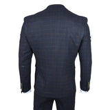 Moška mornarsko modra 3-delna tvidasta obleka slim fit Ryan