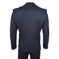 Moška mornarsko modra 3-delna tvidasta obleka slim fit Ryan