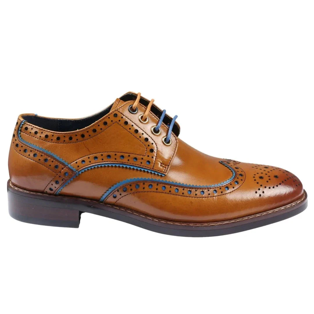 Simon - Moški rjavi usnjeni čevlji brogue