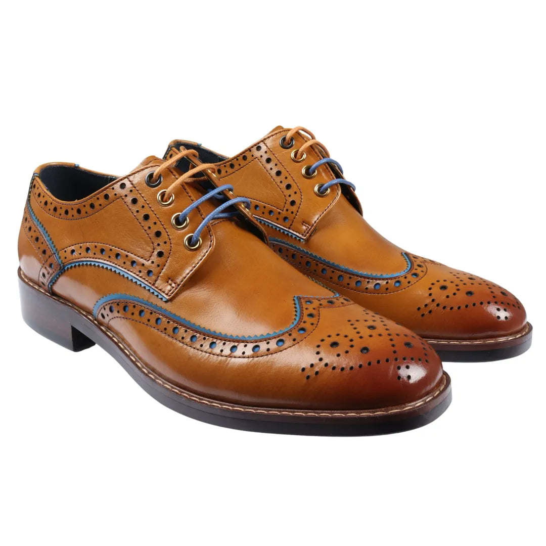 Simon - Moški rjavi usnjeni čevlji brogue
