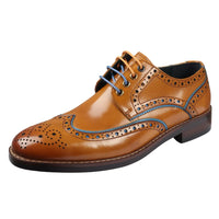 Simon - Moški rjavi usnjeni čevlji brogue