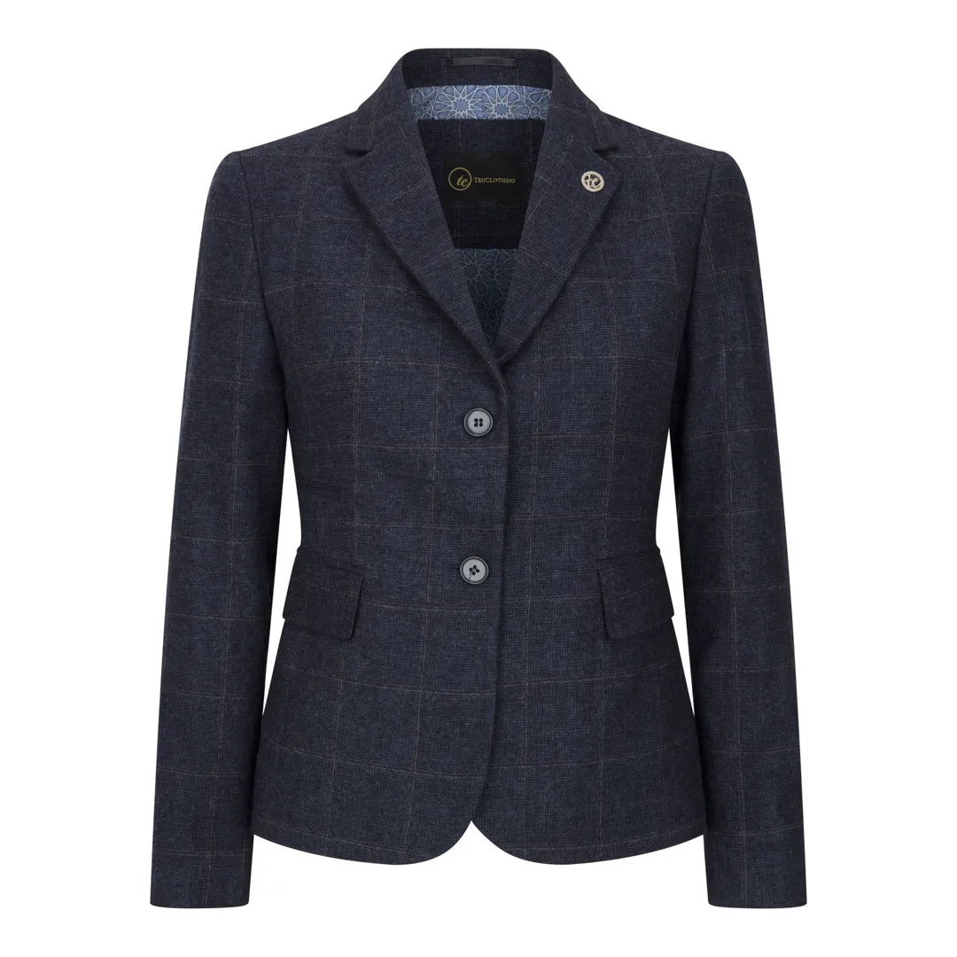 TPSTZ72 - Ženski temno moder tvidasti blazer