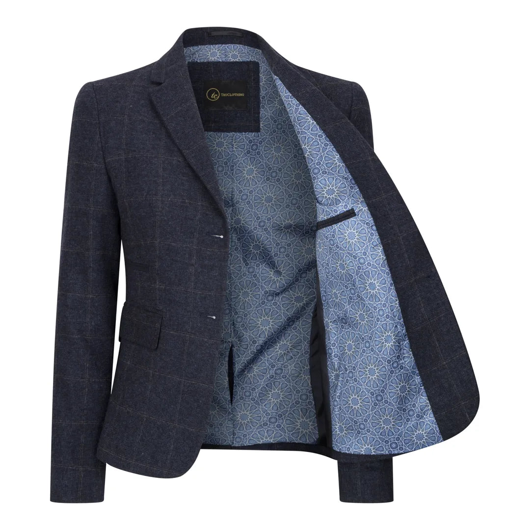 TPSTZ72 - Ženski temno moder tvidasti blazer