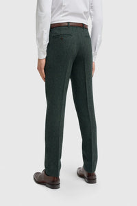 Thomas - Olivno zelena 3-delna obleka iz mešanice volne in tvida