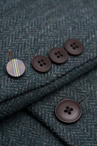 Thomas - Olivno zelena 3-delna obleka iz mešanice volne in tvida