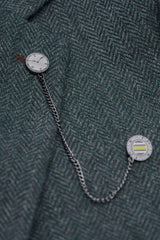 Thomas - Olivno zelena 3-delna obleka iz mešanice volne in tvida