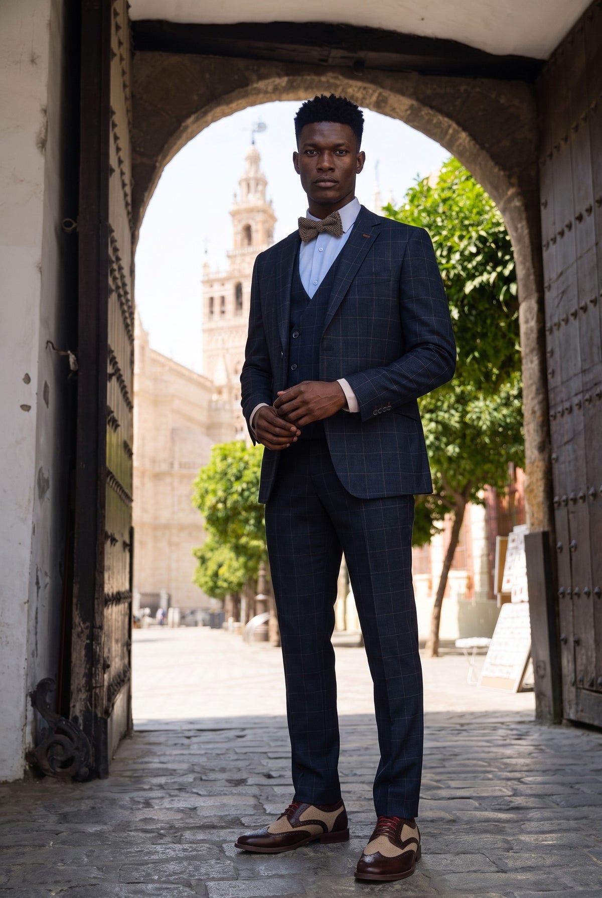 Look #265 styled with Torino - Moška 3-delna obleka s krojem v mornarsko modri barvi