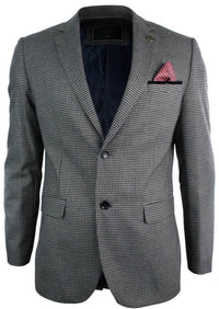 Moški tvid vintage retro rjav kariran blazer z našitki na komolcu, črne barve, krojen