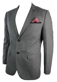 Moški tvid vintage retro rjav kariran blazer z našitki na komolcu, črne barve, krojen