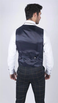 Moški klasični telovnik Prince of Wales Check Navy Slim Fit Vintage Wedding