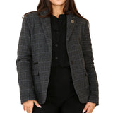 Ženski tvid karo blazer siv