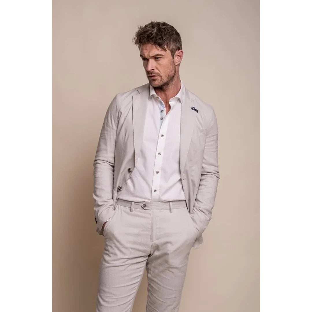 Alvari - Moški sivi laneni poletni blazer