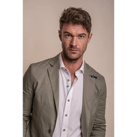 Alvari - Moška poletna dvodelna poročna obleka iz žajbljevega lana