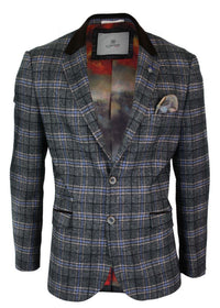 Cavani Archie - moški vintage tweed blazer suknjič iz blaga, črne barve