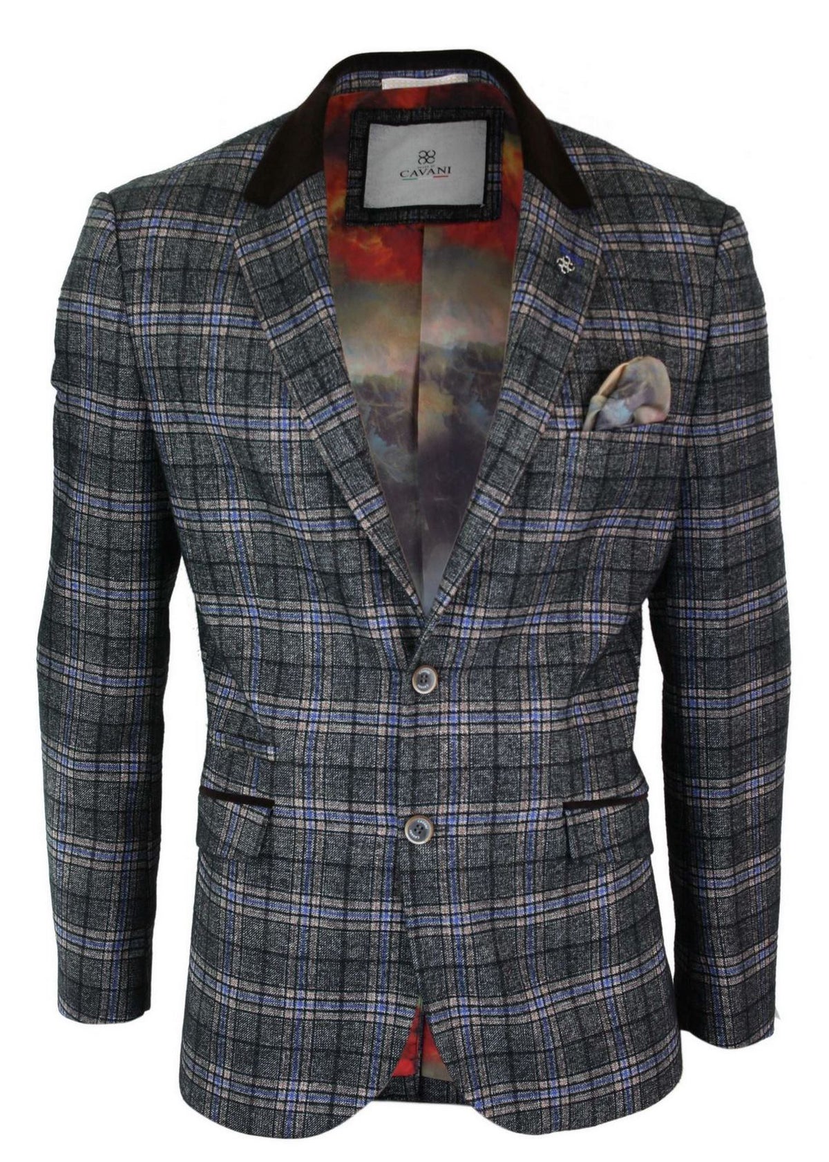 Cavani Archie - moški vintage tweed blazer suknjič iz blaga, črne barve
