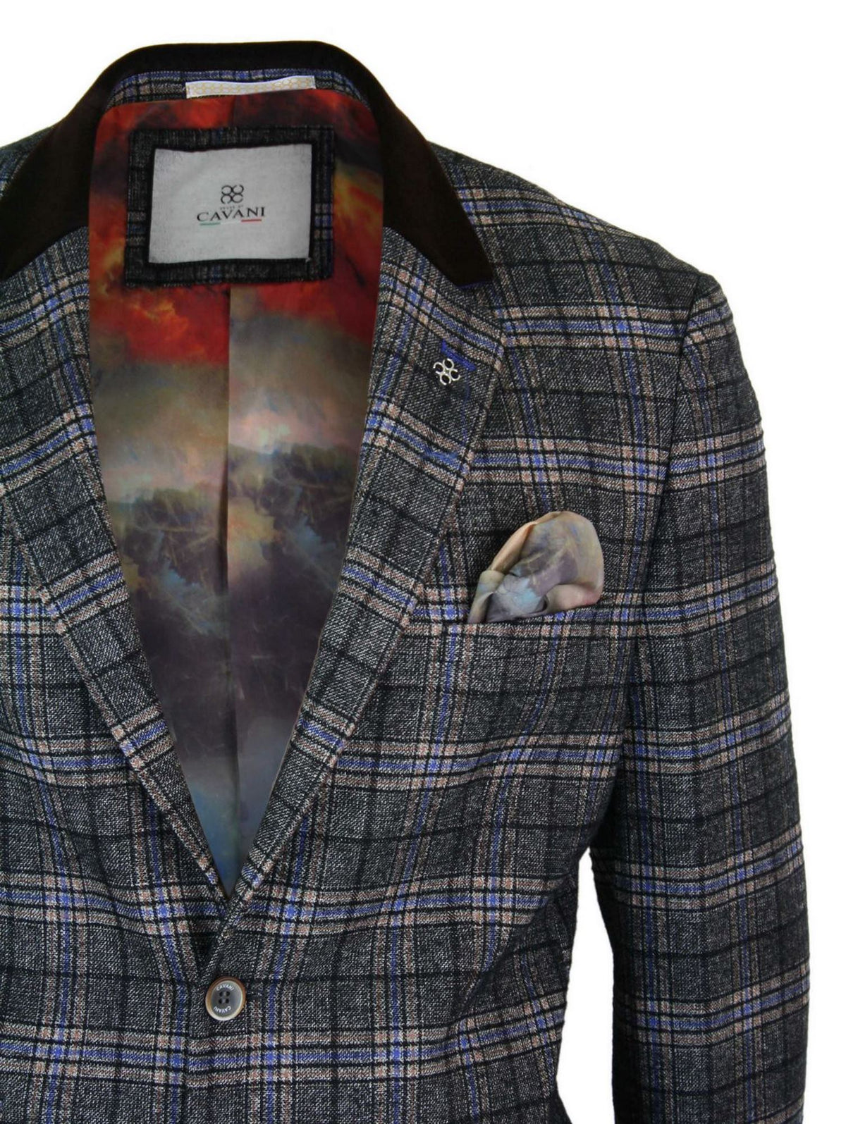 Cavani Archie - moški vintage tweed blazer suknjič iz blaga, črne barve