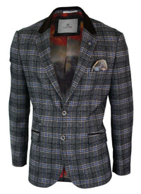 Cavani Archie - moški vintage tweed blazer suknjič iz blaga, črne barve