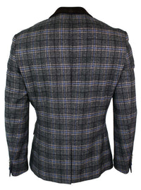 Cavani Archie - moški vintage tweed blazer suknjič iz blaga, črne barve