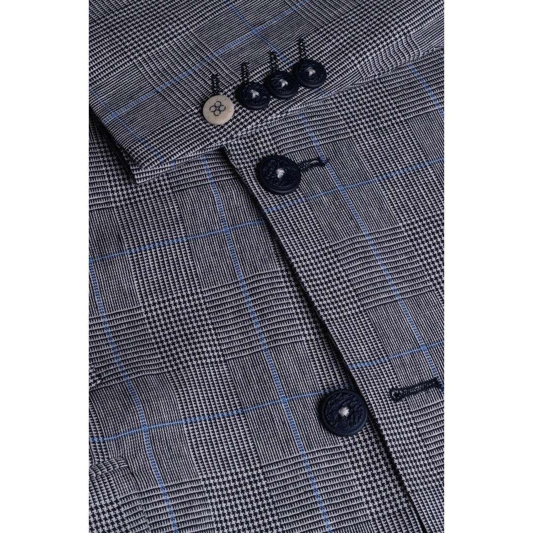 Arriga - Moški sivo moder karo blazer