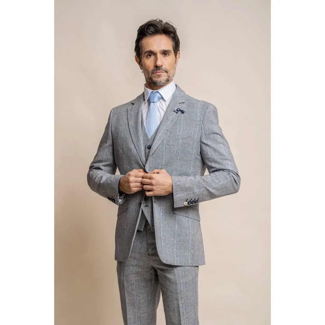 Arriga - Moški sivo moder karo blazer