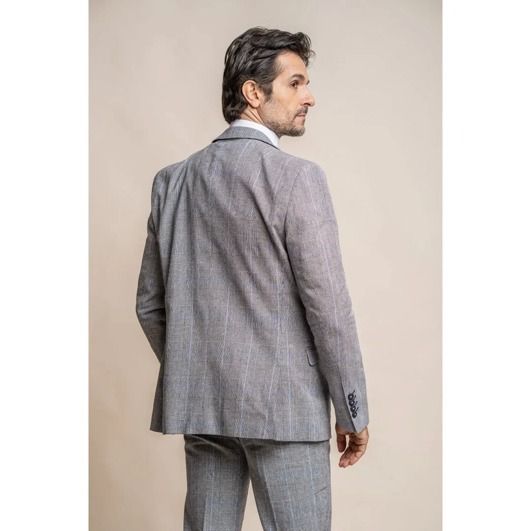 Arriga - Moški sivo moder karo blazer