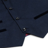 Fantovska temno modra 3-delna tvidasta obleka Birdseye, elegantna, formalna, poročna, klasična, 20. leta 20. stoletja