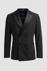 Aspen - Moški črni dvoredni smoking blazer
