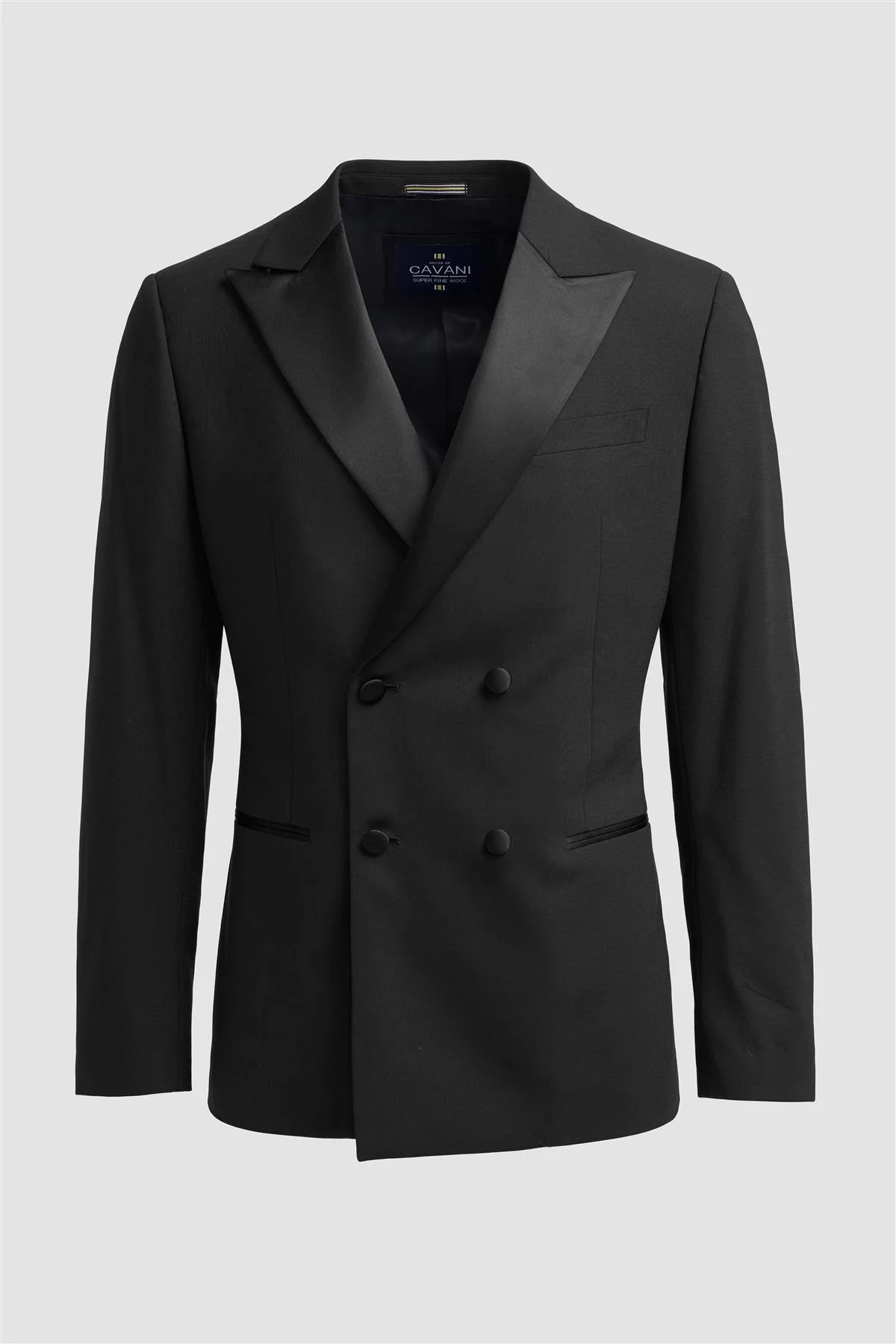 Aspen - Moški črni dvoredni smoking blazer