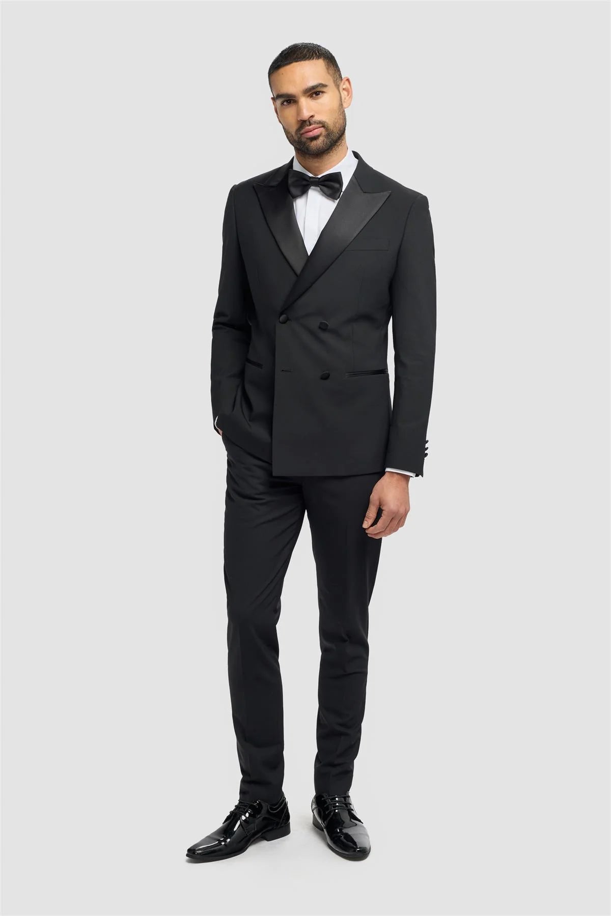 Aspen - Moški črni dvoredni smoking blazer