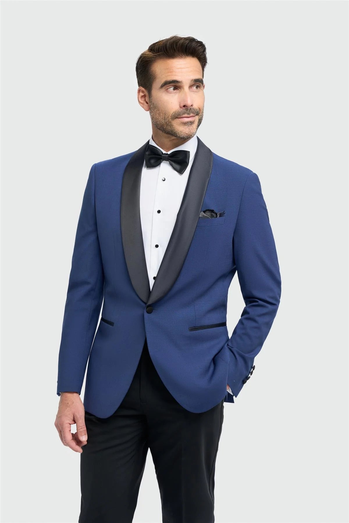 Aspen - Moški moder smoking blazer s šal ovratnikom