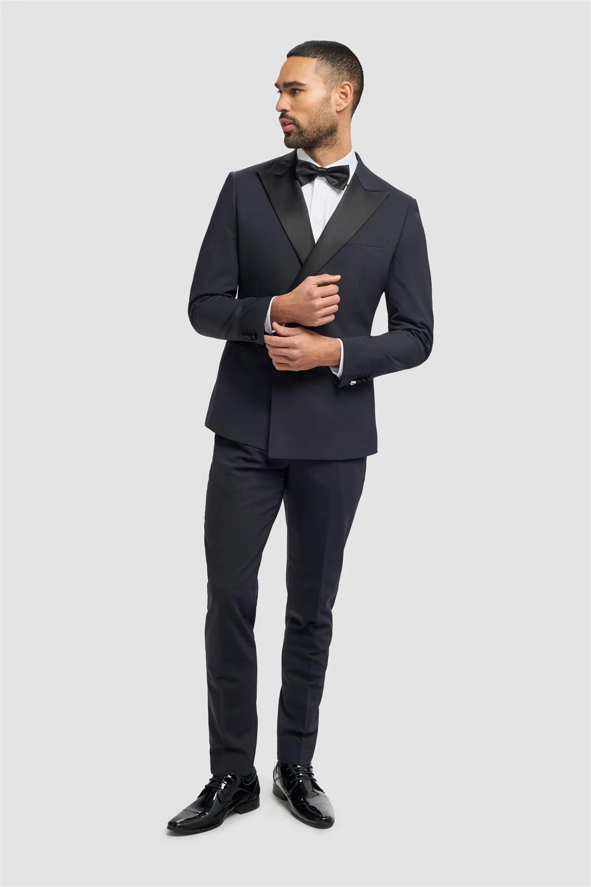 Aspen - Moški temno moder dvoredni smoking blazer