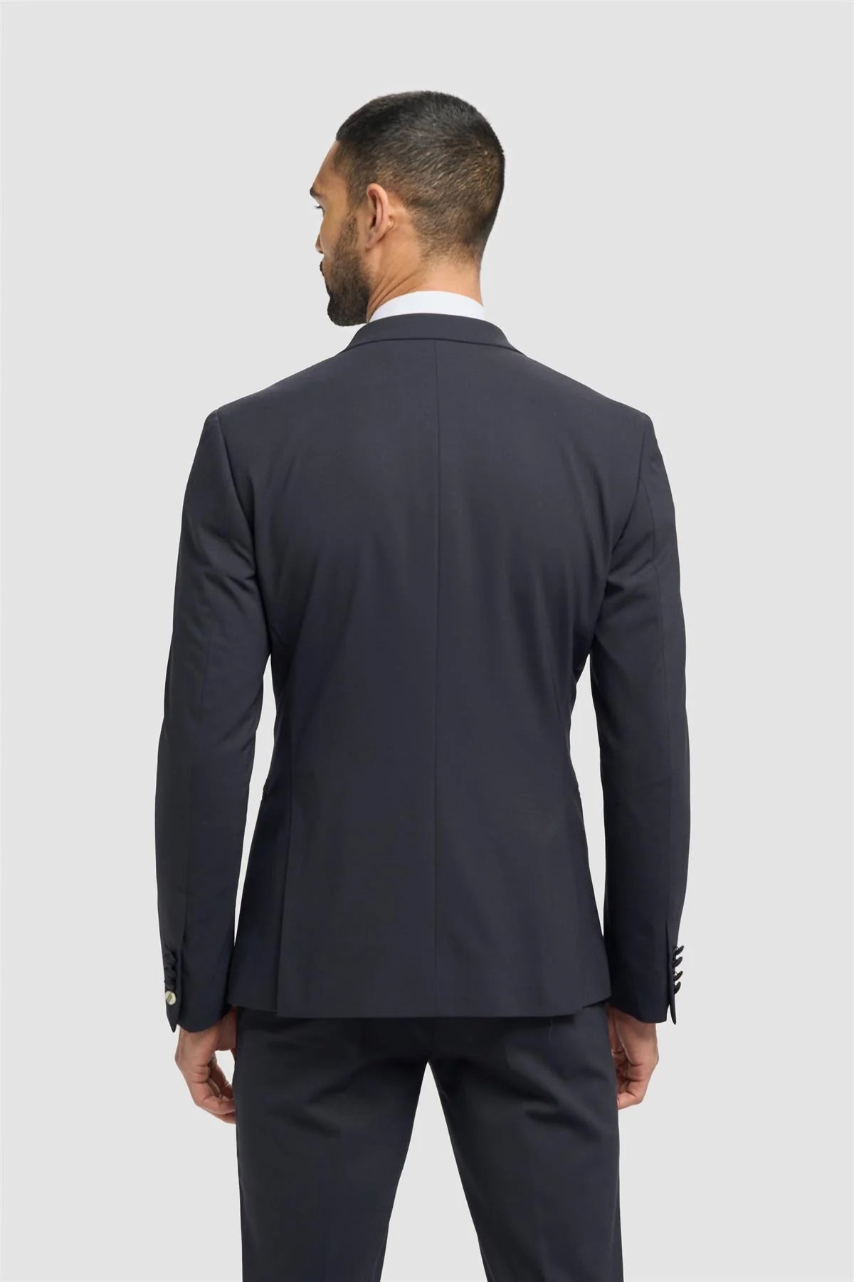 Aspen - Moški temno moder dvoredni smoking blazer