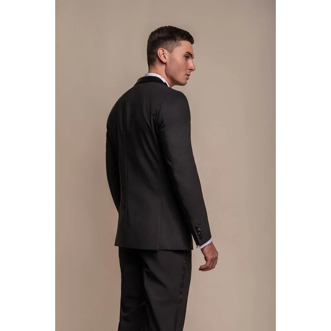Aspen - Moški enobarvni črni smoking blazer