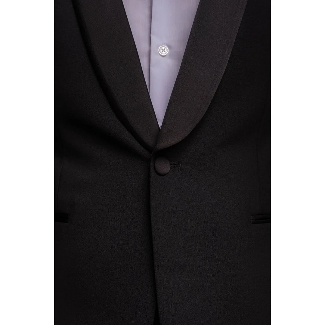 Aspen - Moški enobarvni črni smoking blazer