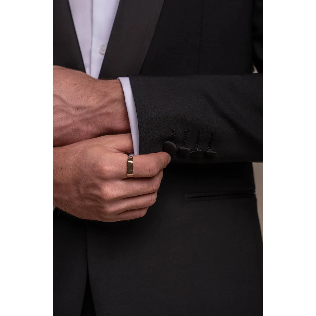 Aspen - Moški enobarvni črni smoking blazer