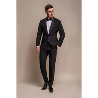 Aspen - Moški enobarvni črni smoking blazer