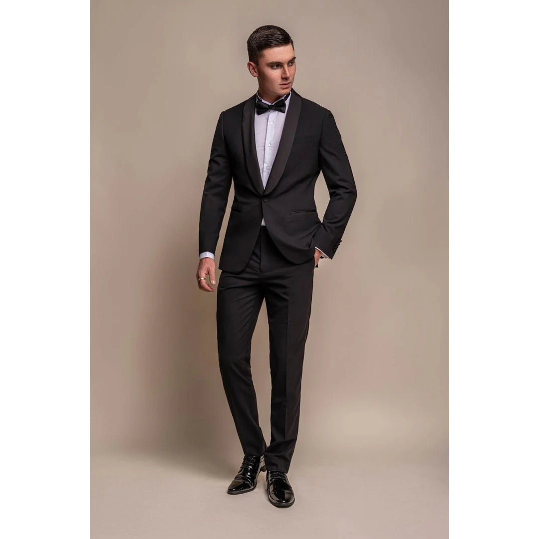 Aspen - Moški enobarvni črni smoking blazer