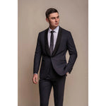 Aspen - Moški enobarvni temno moder smoking blazer