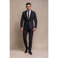 Aspen - Moški enobarvni temno moder smoking blazer