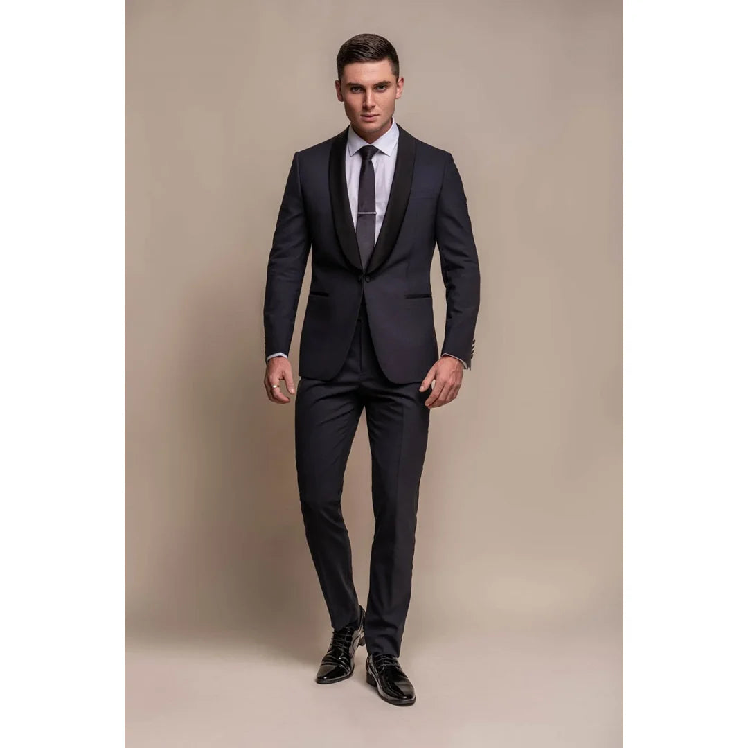 Aspen - Moški enobarvni temno moder smoking blazer