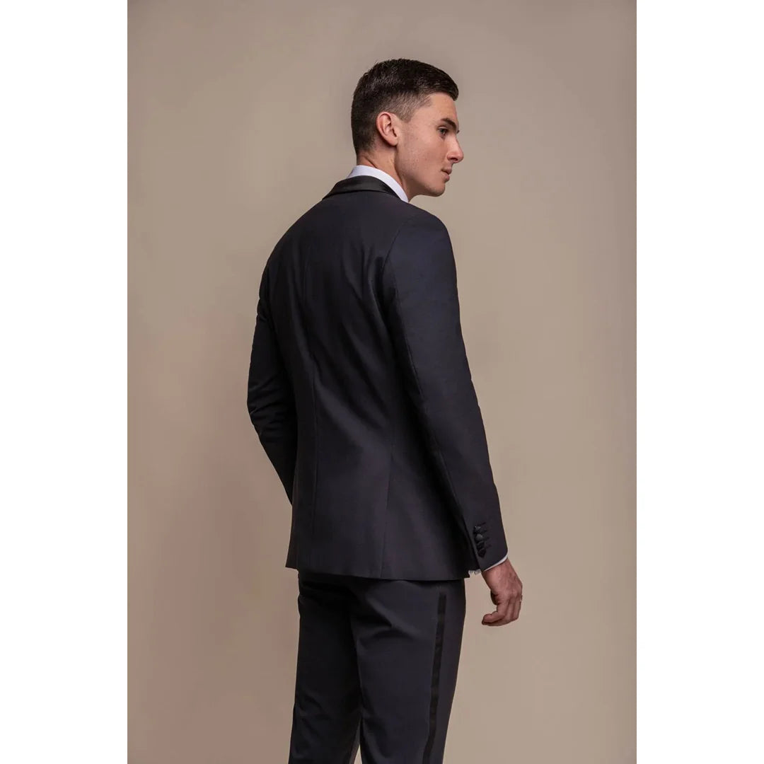 Aspen - Moški enobarvni temno moder smoking blazer