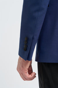 Aspen - Moški moder dvodelni smoking s šal ovratnikom