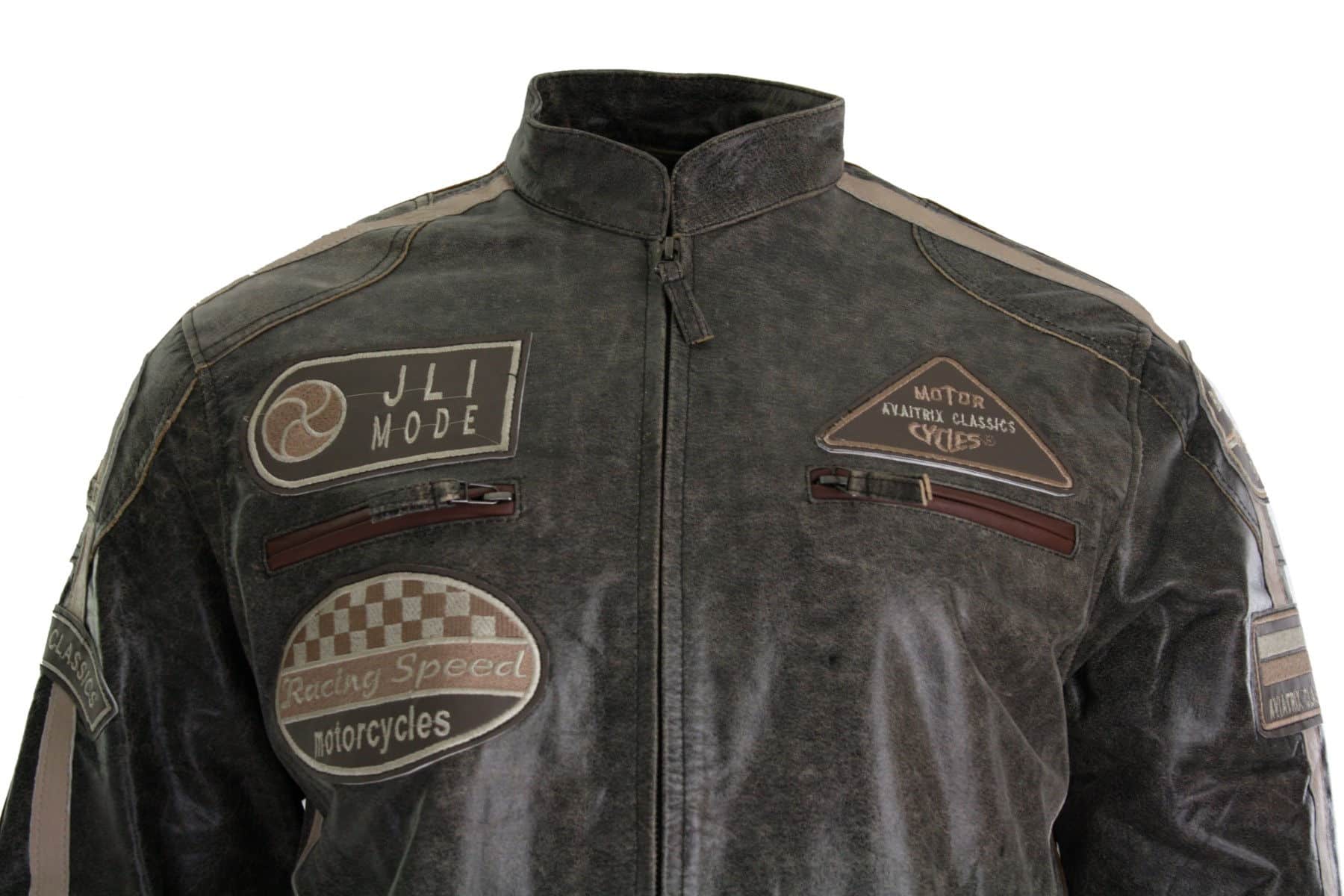 Moška klasična retro motoristična jakna iz pravega usnja, puščavsko rjava, siva, casual-rjava