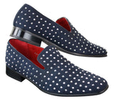 Moški semiš natikači s čepki, srebrni, elegantni, ležerni, sijoči, za zabavo