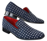 Moški semiš natikači s čepki, srebrni, elegantni, ležerni, sijoči, za zabavo