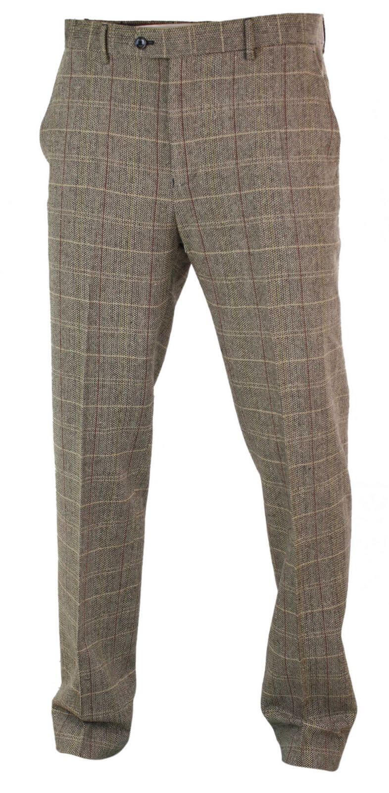 Moške hlače Peaky Blinders s tvidom in vzorcem ribje kosti, volnene, klasične